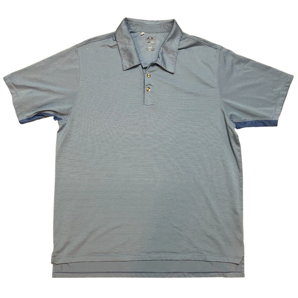 Adidas Golf Mens XL Short Sleeve Performance Climacool Blue Stripe Polo Shirt